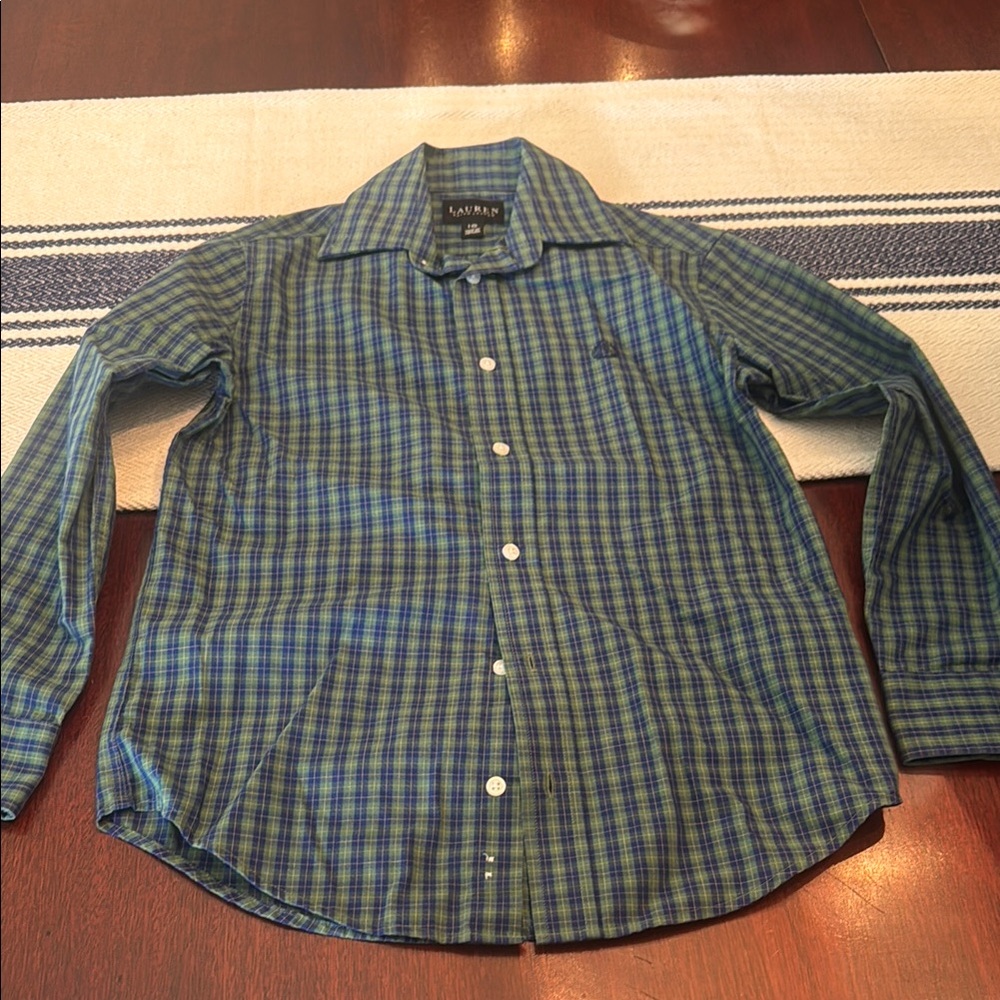 Ralph Lauren Blue and Green Casual Button Down Shirt